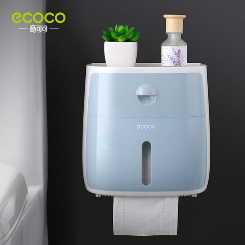 ECOCO mural Double couche papier essuie-mains boîte de rangement étanche papier essuie-tout boîte de rangement articles divers étagère accessoires de salle de bain 