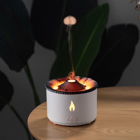 360ml Volcanic Flame Diffuser Essential Oil USB Portable Humidifier with Smoke Ring Night Light Lamp Fragrance 