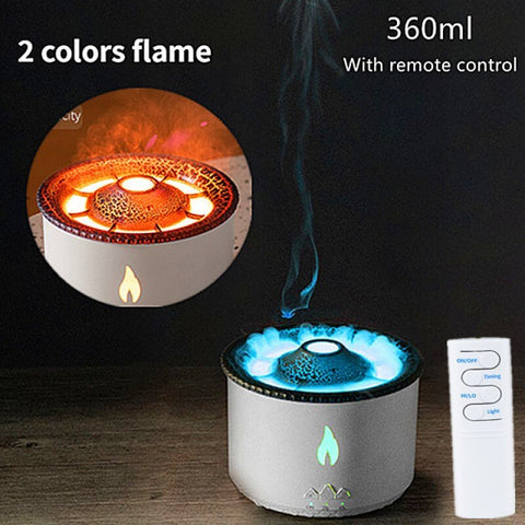 360ml Volcanic Flame Diffuser Essential Oil USB Portable Humidifier with Smoke Ring Night Light Lamp Fragrance 