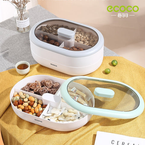 ECOCO Candy Plate Dried Fruit Plate Home Living Room Coffee Table Snack Snack Storage Box Net Red Melon Seed Refreshment Nut Tray 